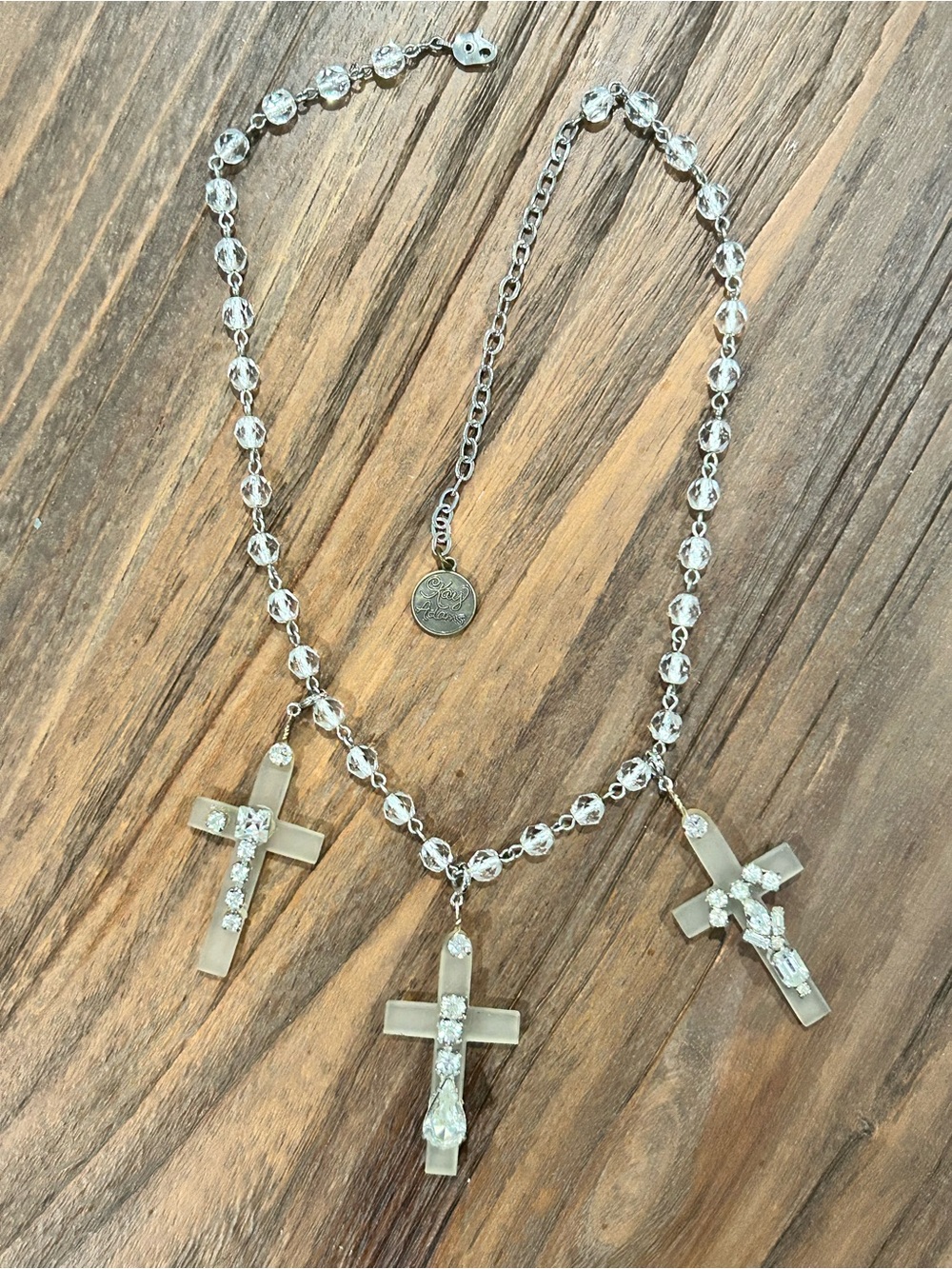 VINTAGE STATEMENT MULTI-CROSS ROSARY NECKLACE BY KAY ADAMS